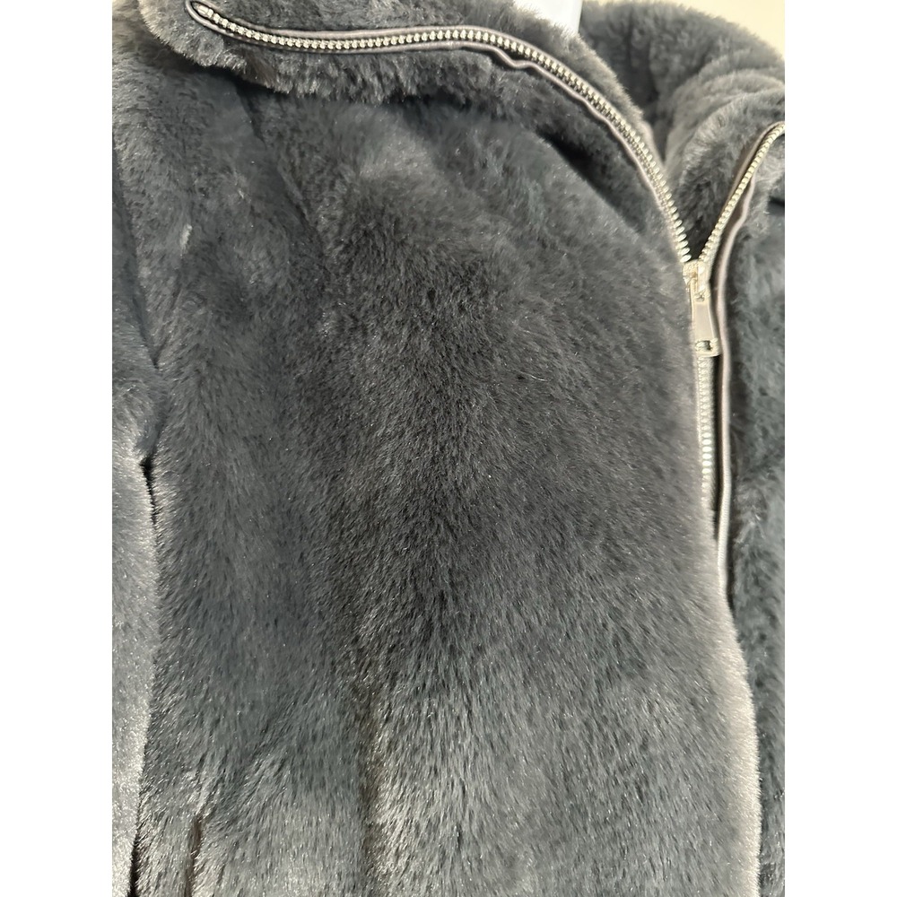 The Cashmere Project Charcoal Grey Faux Fur Zip Bomber Jacket - Size XS - Picture 2 of 6